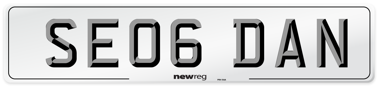 SE06 DAN Number Plate from New Reg